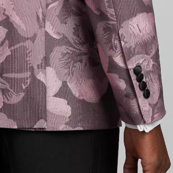 Egara Slim Fit Pink Rose Floral Dinner Jacket - Picture 3 of 13